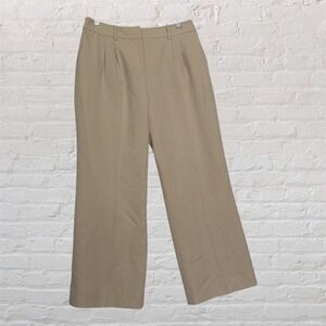 Calvin Klein Tan Beige Wide Leg Pleated Trousers Dress Pants Size 4 High Rise